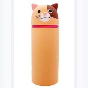 Pen + Gear Silicone Standing Pencil Pouch, Cat Pattern, Orange Color